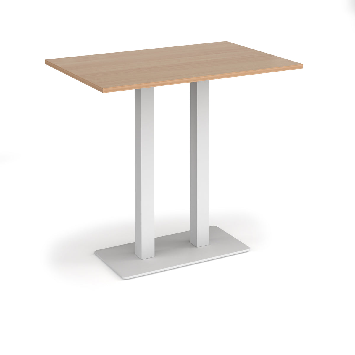 Eros rectangular poseur table with flat white rectangular base and twin uprights 1200mm x 800mm - Beech - view 1