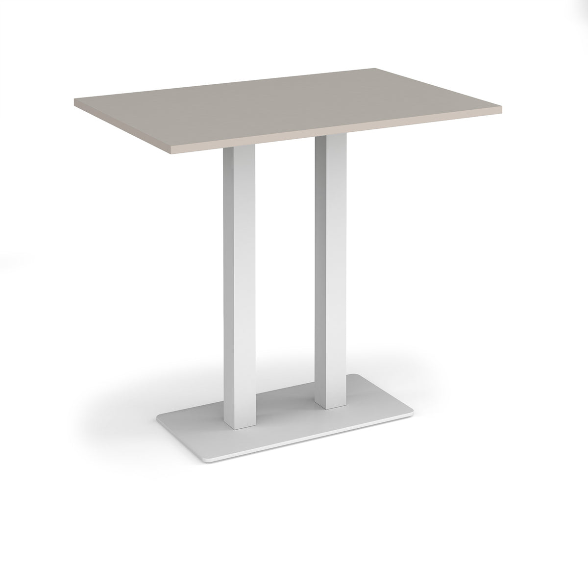 Eros rectangular poseur table with flat white rectangular base and twin uprights 1200mm x 800mm - Light Grey - view 1