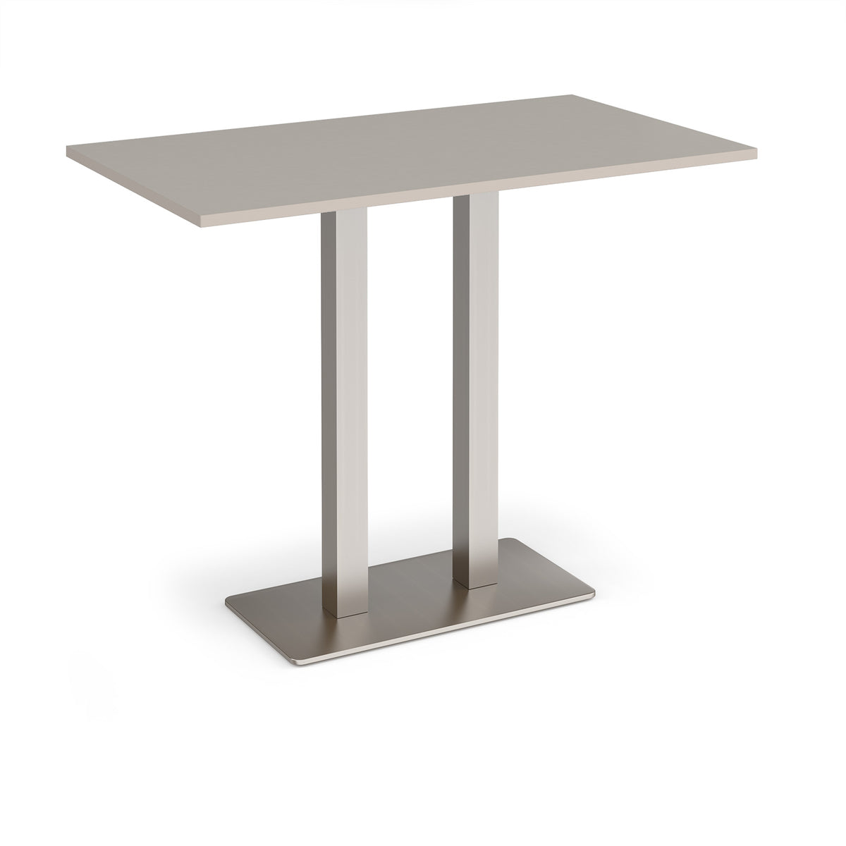 Eros rectangular poseur table with flat brushed steel rectangular base and twin uprights 1400mm x 800mm - Light Grey - view 1