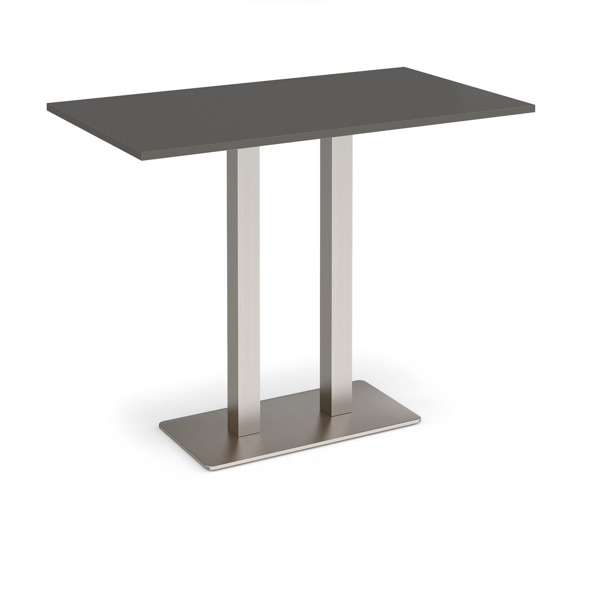 Eros rectangular poseur table with flat brushed steel rectangular base and twin uprights 1400mm x 800mm - onyx Grey - view 1