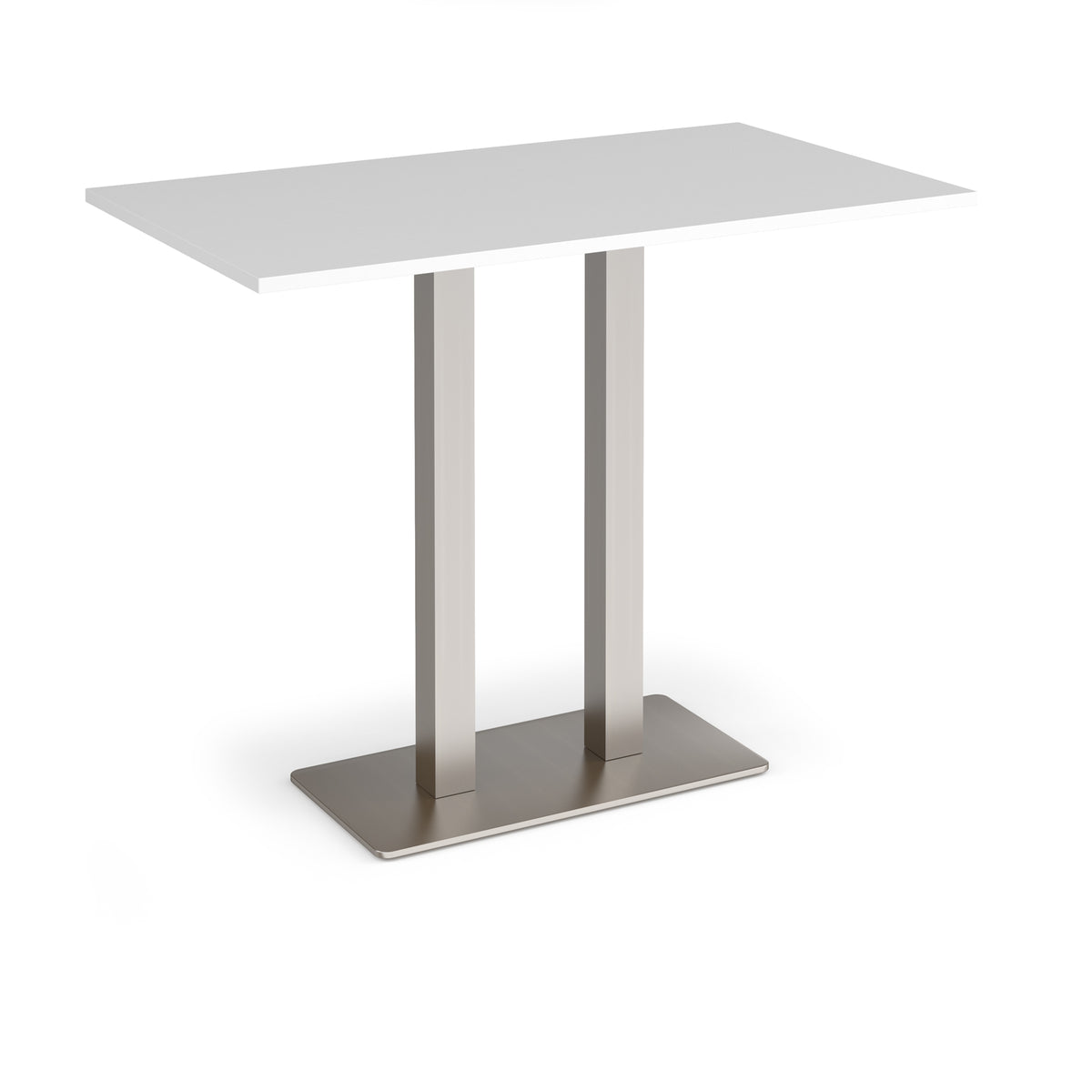 Eros rectangular poseur table with flat brushed steel rectangular base and twin uprights 1400mm x 800mm - white - view 1