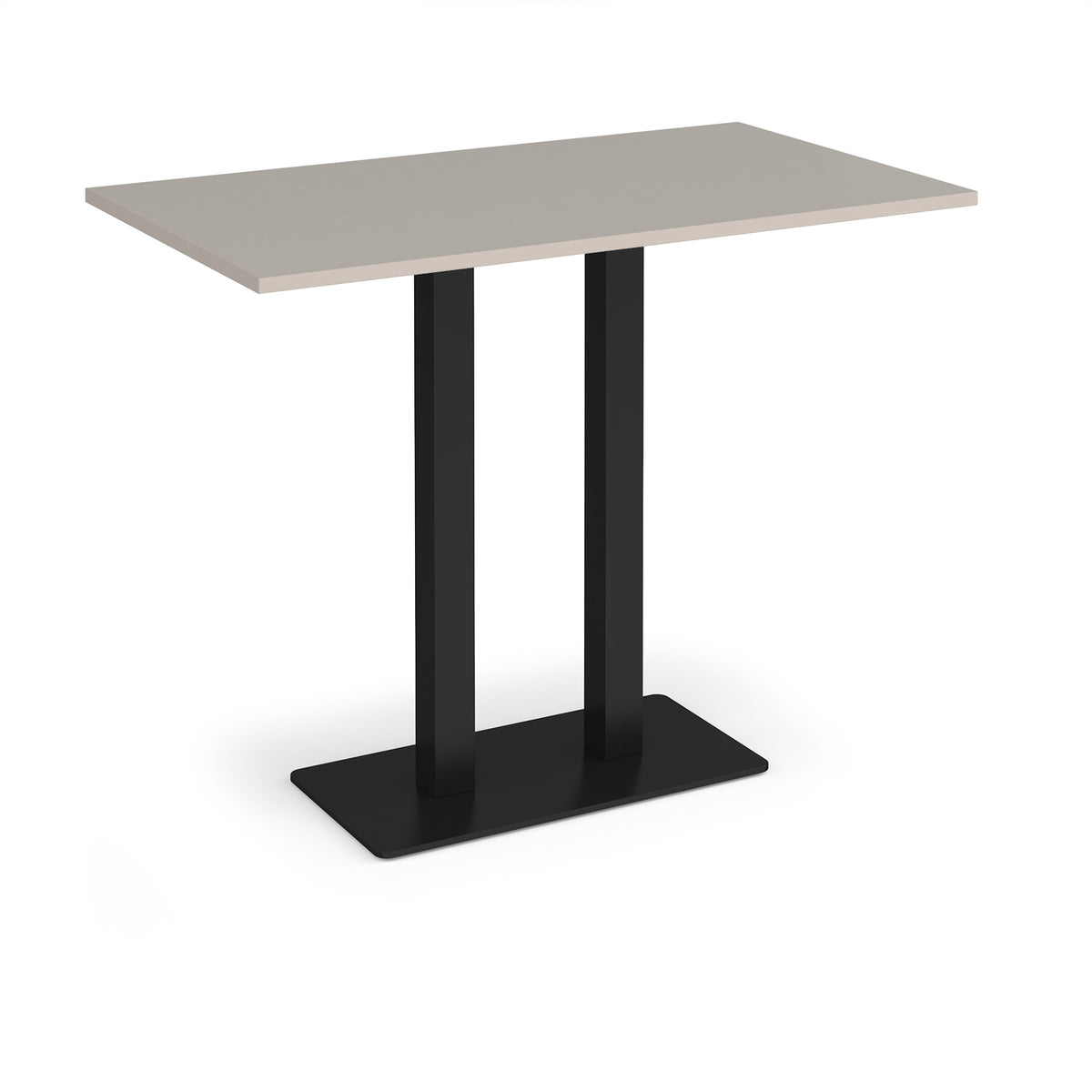 Eros rectangular poseur table with flat black rectangular base and twin uprights 1400mm x 800mm - Light Grey - view 1