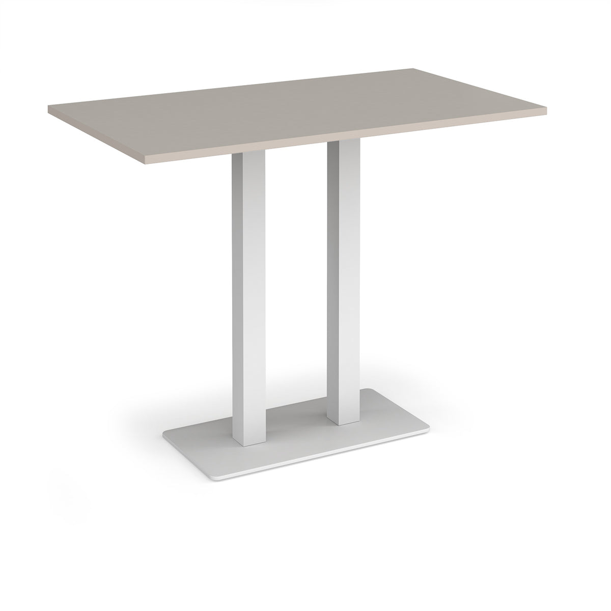 Eros rectangular poseur table with flat white rectangular base and twin uprights 1400mm x 800mm - Light Grey - view 1