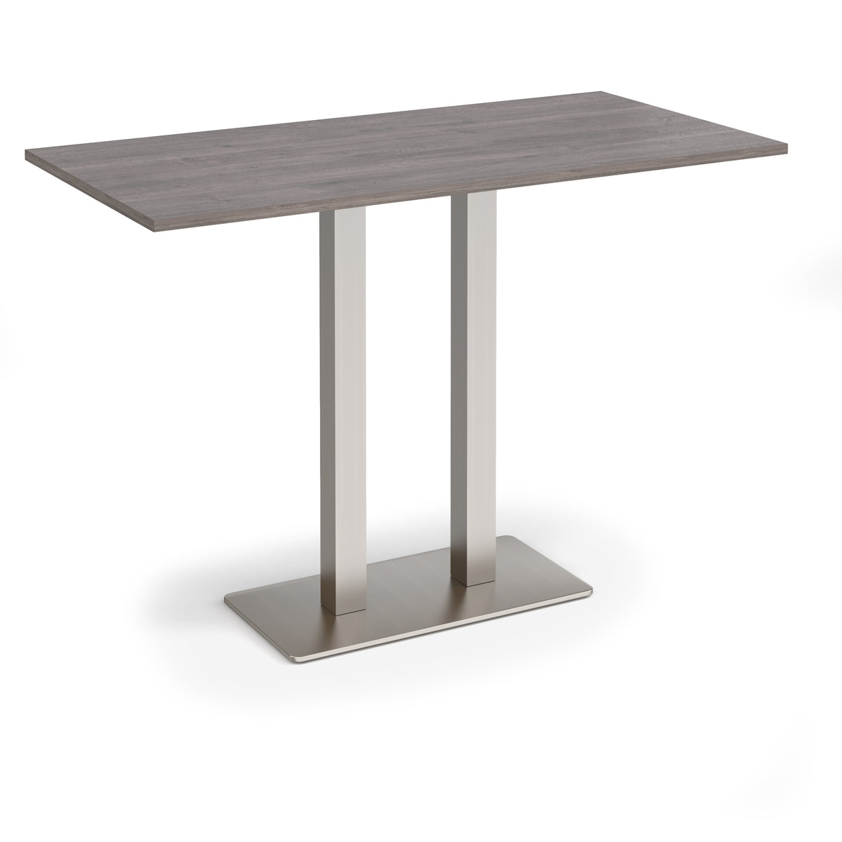 Eros rectangular poseur table with flat brushed steel rectangular base and twin uprights 1600mm x 800mm - Grey Oak - view 1