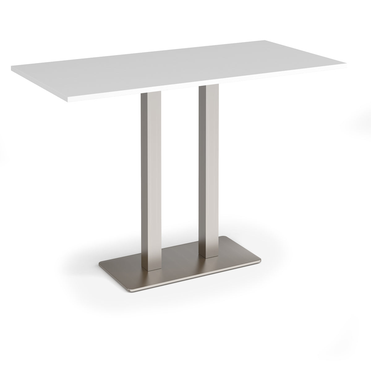 Eros rectangular poseur table with flat brushed steel rectangular base and twin uprights 1600mm x 800mm - white - view 1