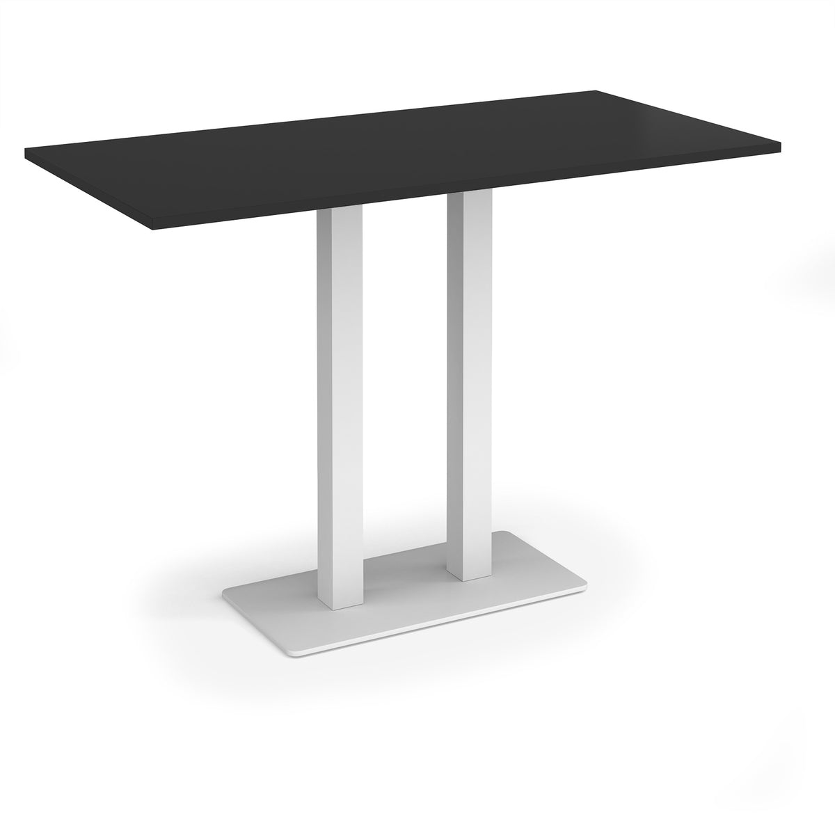 Eros rectangular poseur table with flat white rectangular base and twin uprights 1600mm x 800mm - Black - view 1