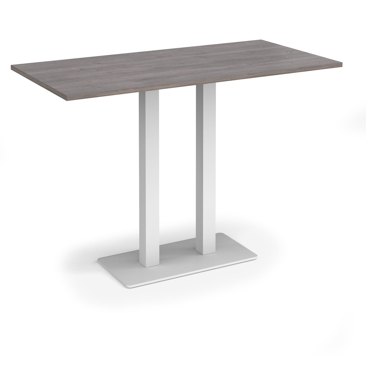 Eros rectangular poseur table with flat white rectangular base and twin uprights 1600mm x 800mm - Grey Oak - view 1