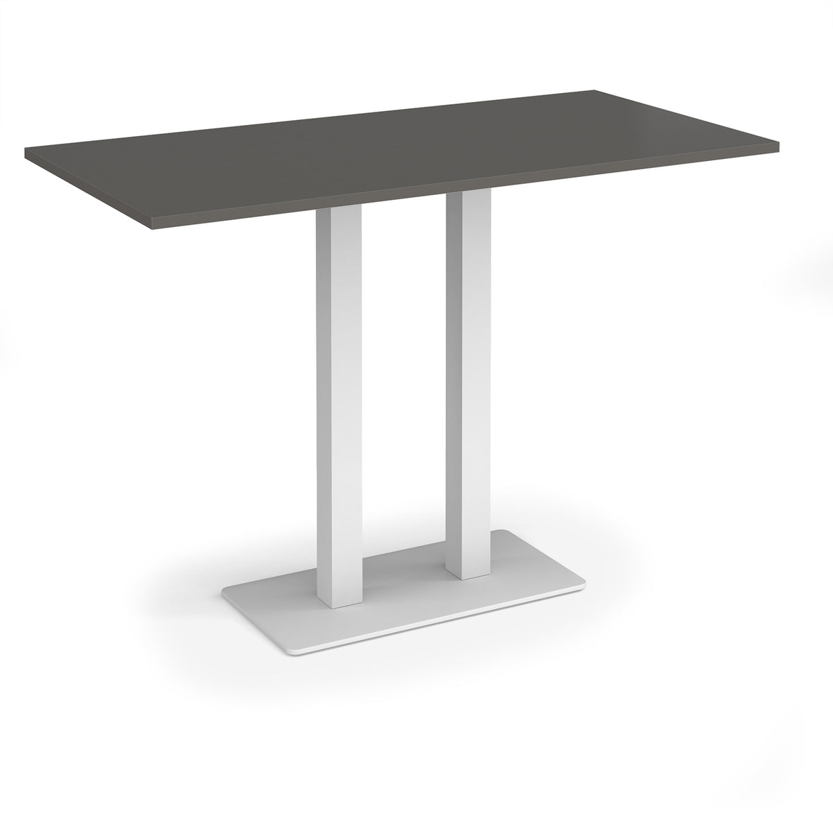 Eros rectangular poseur table with flat white rectangular base and twin uprights 1600mm x 800mm - Onyx Grey - view 1