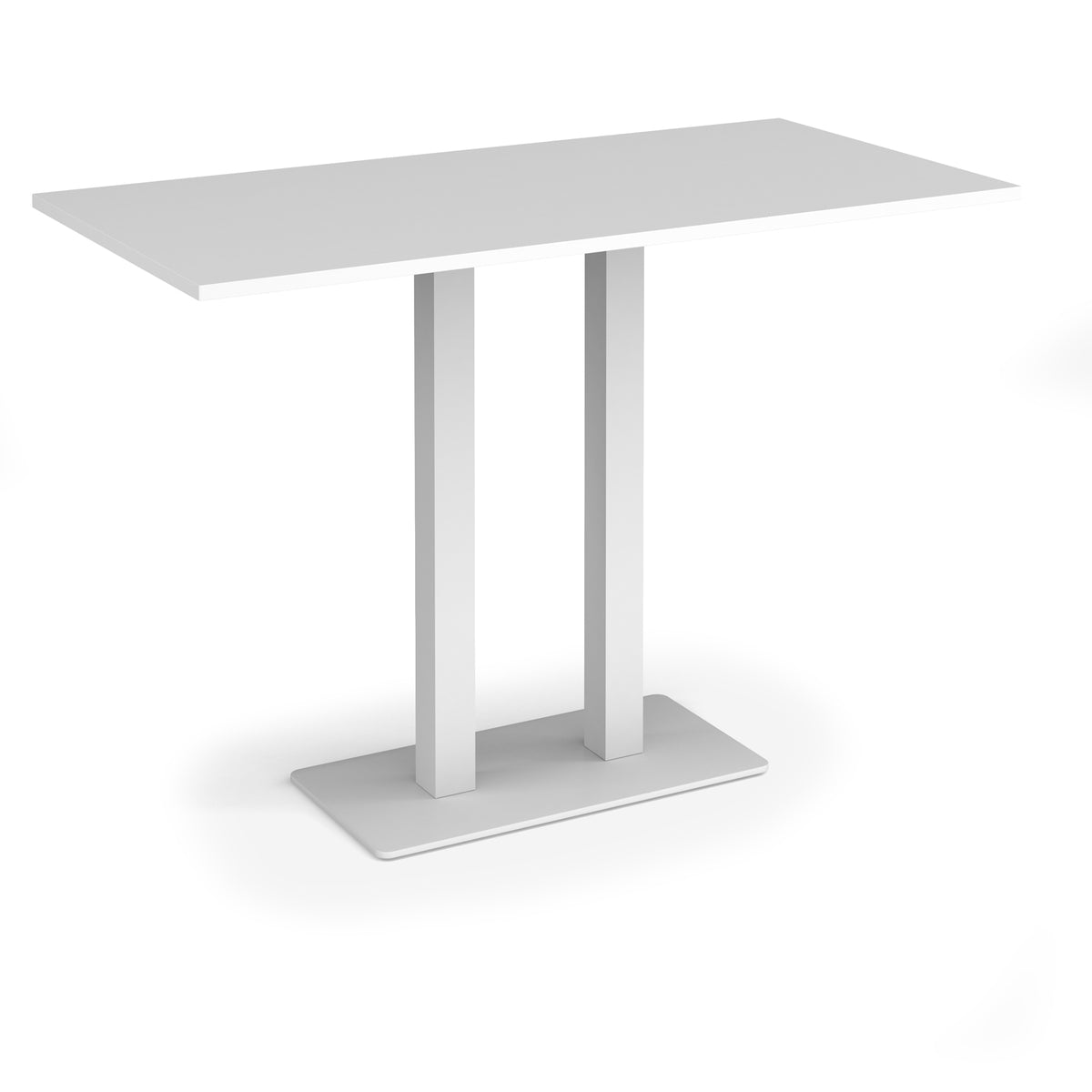 Eros rectangular poseur table with flat white rectangular base and twin uprights 1600mm x 800mm - white - view 1