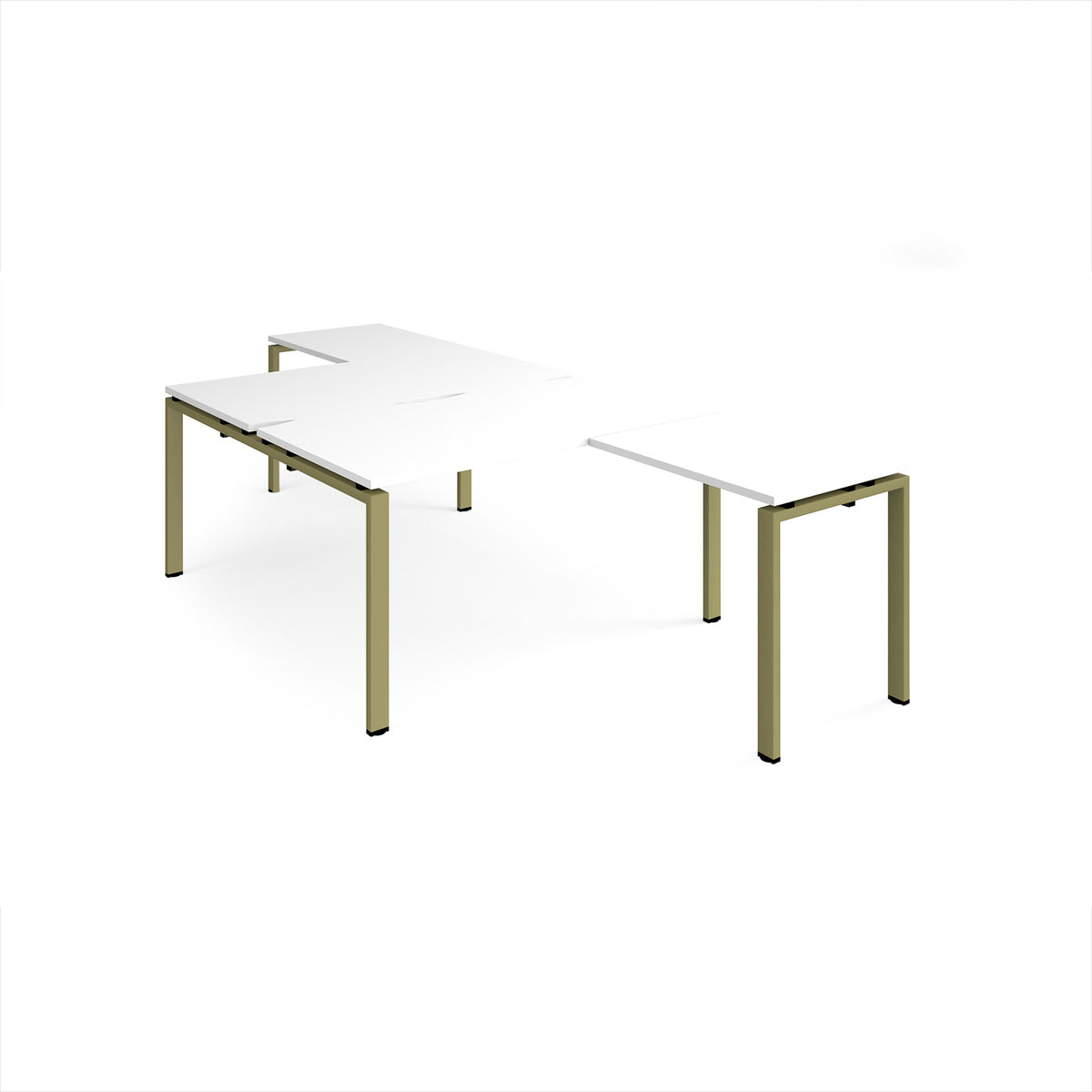 Adapt back to back desks 1400mm x 1600mm with 800mm return desks - green frame, White Top - view 1