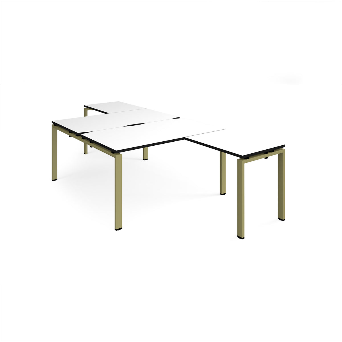 Adapt back to back desks 1400mm x 1600mm with 800mm return desks - green frame, White Top, black edge - view 1