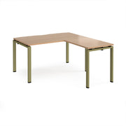 Adapt desk 1400mm x 800mm with 800mm return desk - green frame, Beech top - view 1