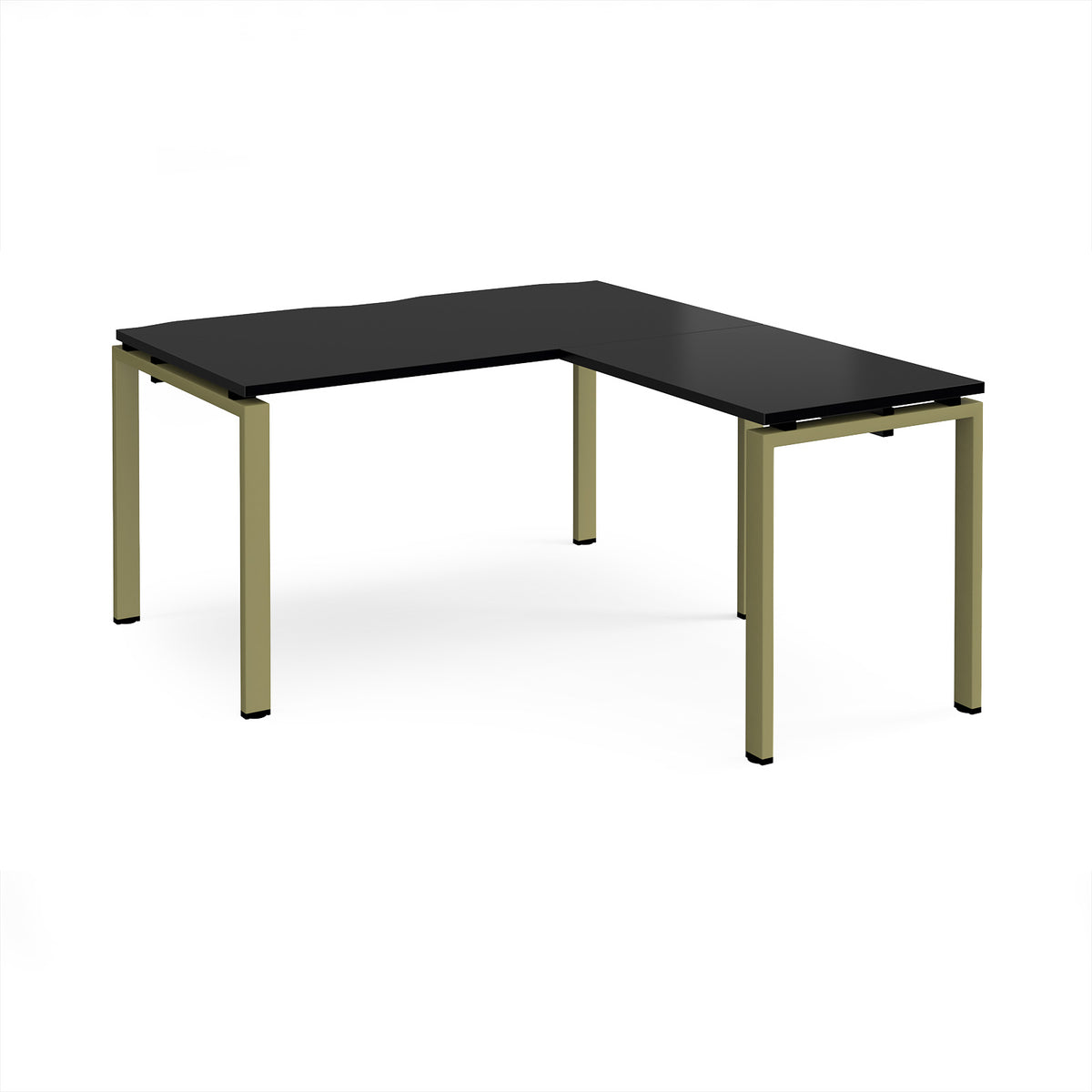 Adapt desk 1400mm x 800mm with 800mm return desk - green frame, black top - view 1