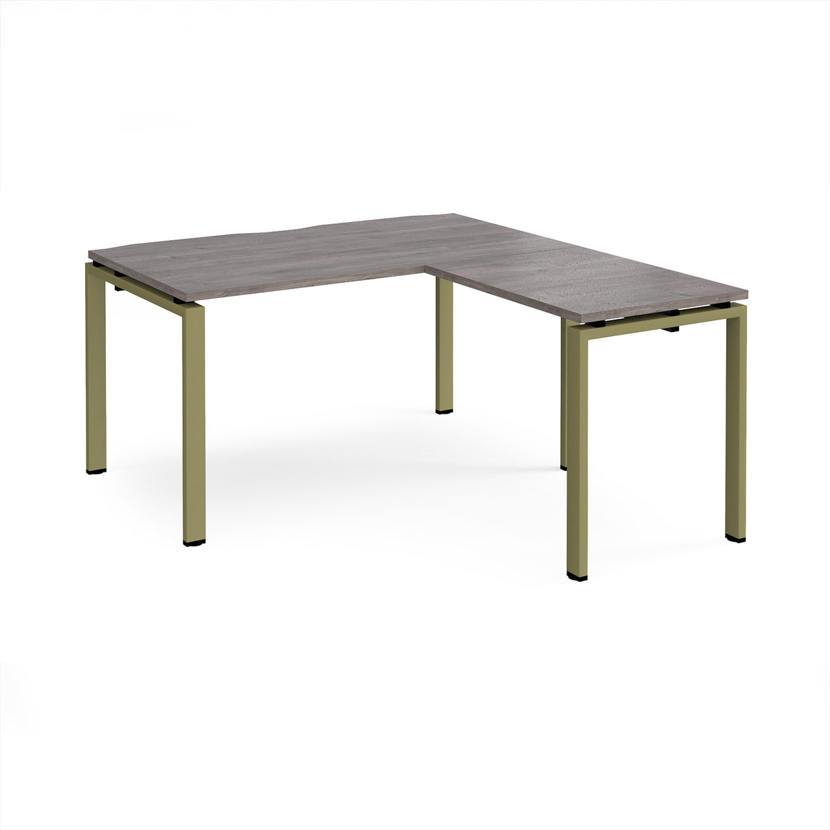 Adapt desk 1400mm x 800mm with 800mm return desk - green frame, Grey Oak Top - view 1