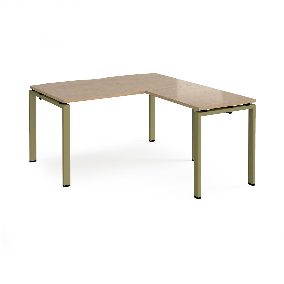 Adapt desk 1400mm x 800mm with 800mm return desk - green frame, Kendal Oak Top - view 1
