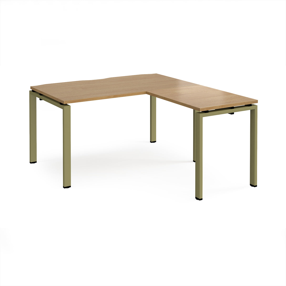 Adapt desk 1400mm x 800mm with 800mm return desk - green frame, Oak Top - view 1