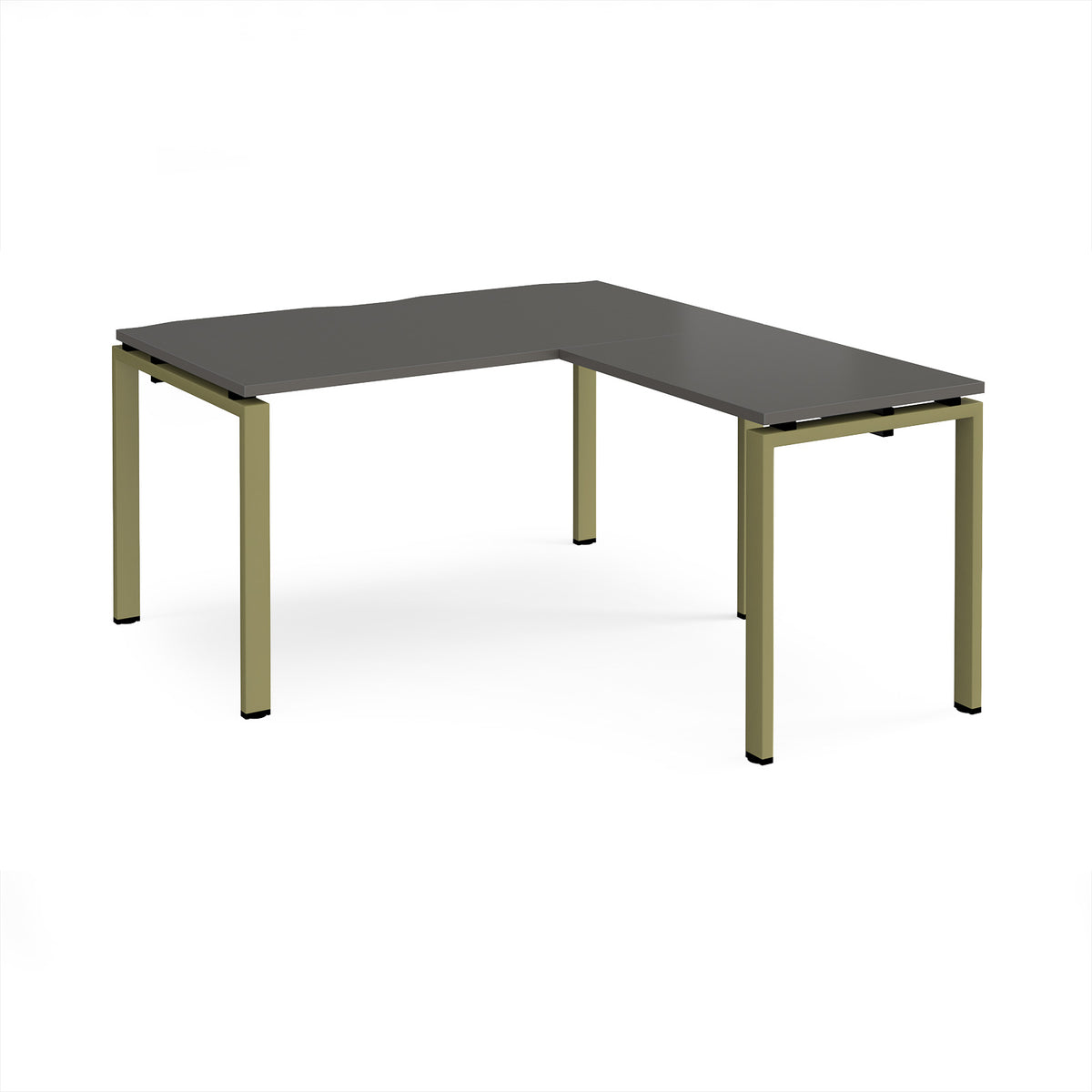 Adapt desk 1400mm x 800mm with 800mm return desk - green frame, storm grey top - view 1