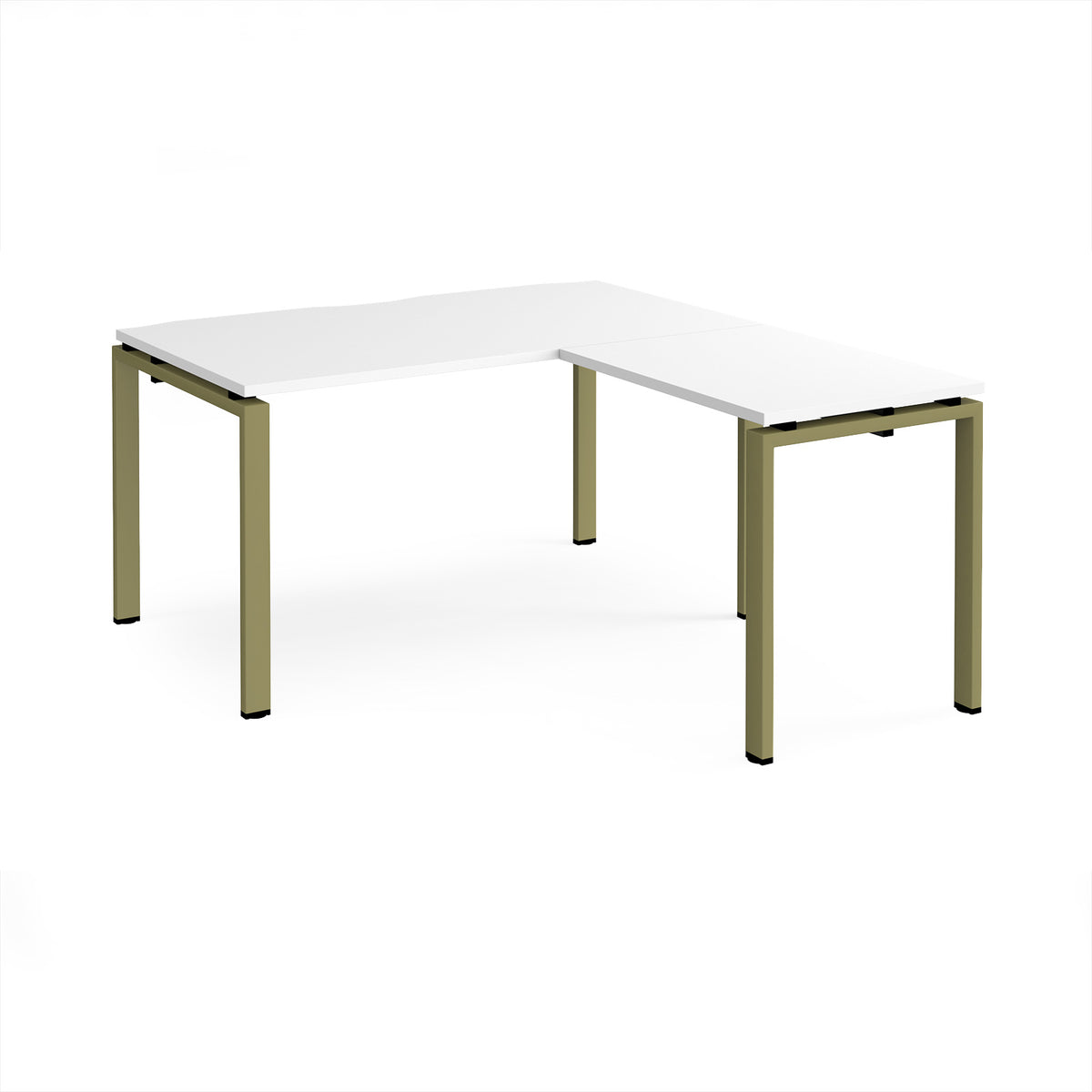 Adapt desk 1400mm x 800mm with 800mm return desk - green frame, White Top - view 1