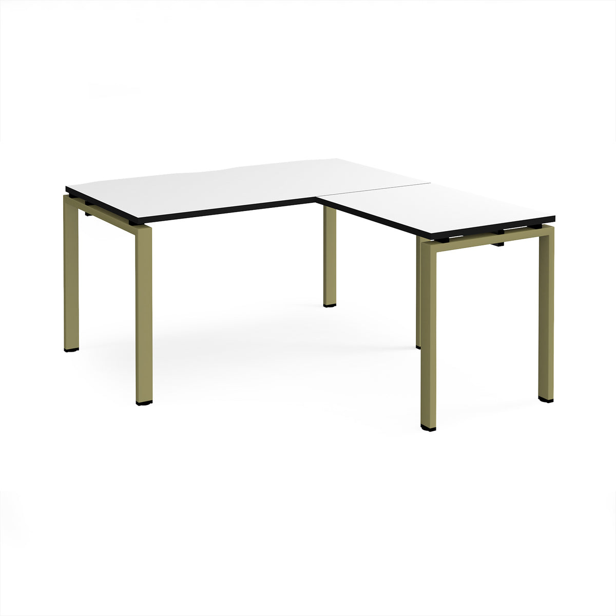 Adapt desk 1400mm x 800mm with 800mm return desk - green frame, White Top, black edge - view 1