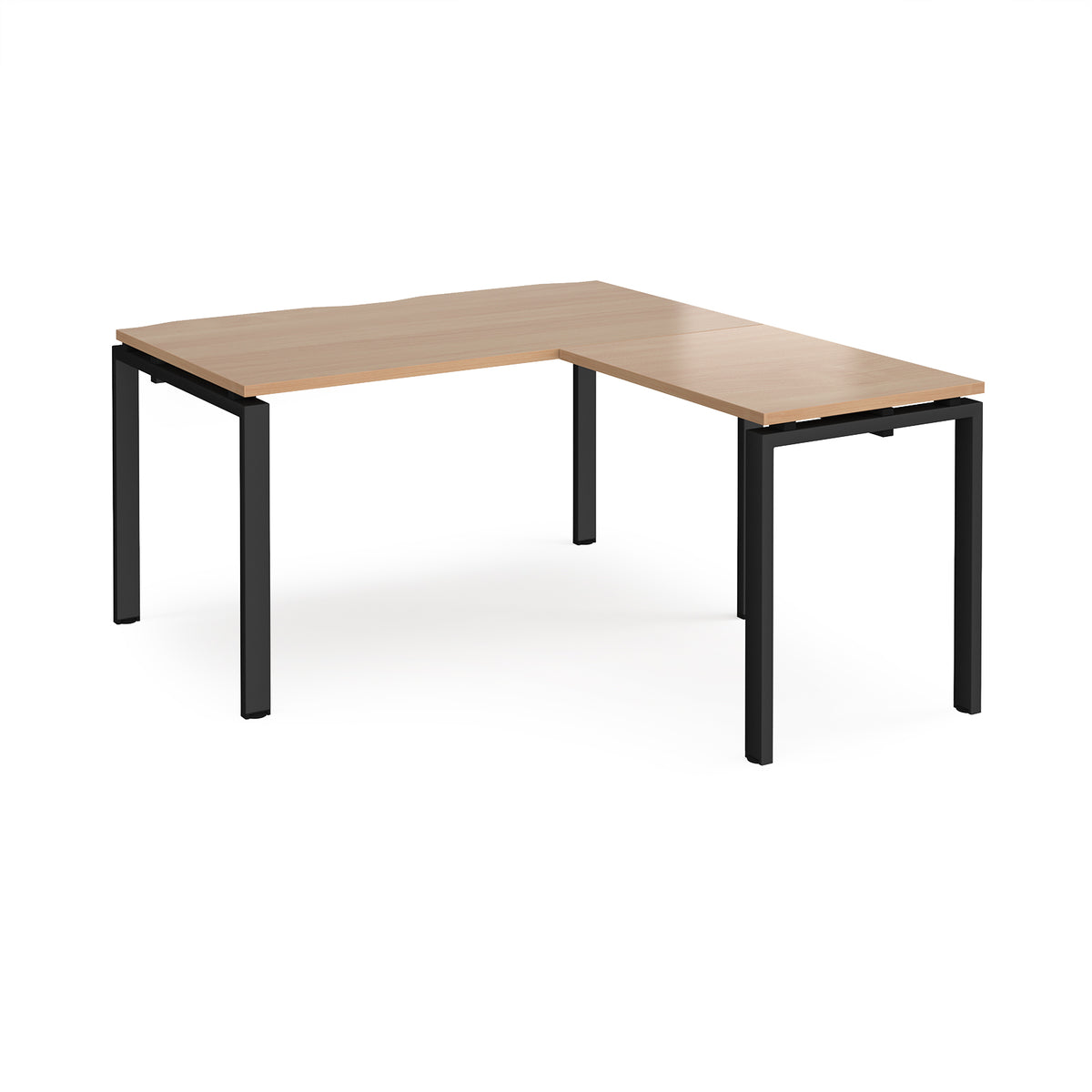 Adapt desk 1400mm x 800mm with 800mm return desk - black frame, Beech top - view 1
