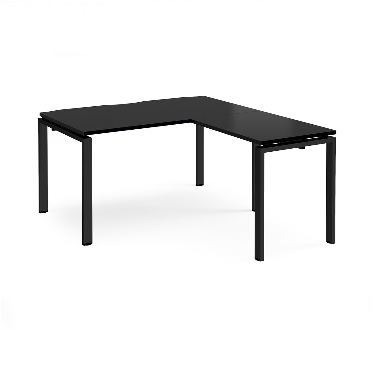 Adapt desk 1400mm x 800mm with 800mm return desk - black frame, black top - view 1