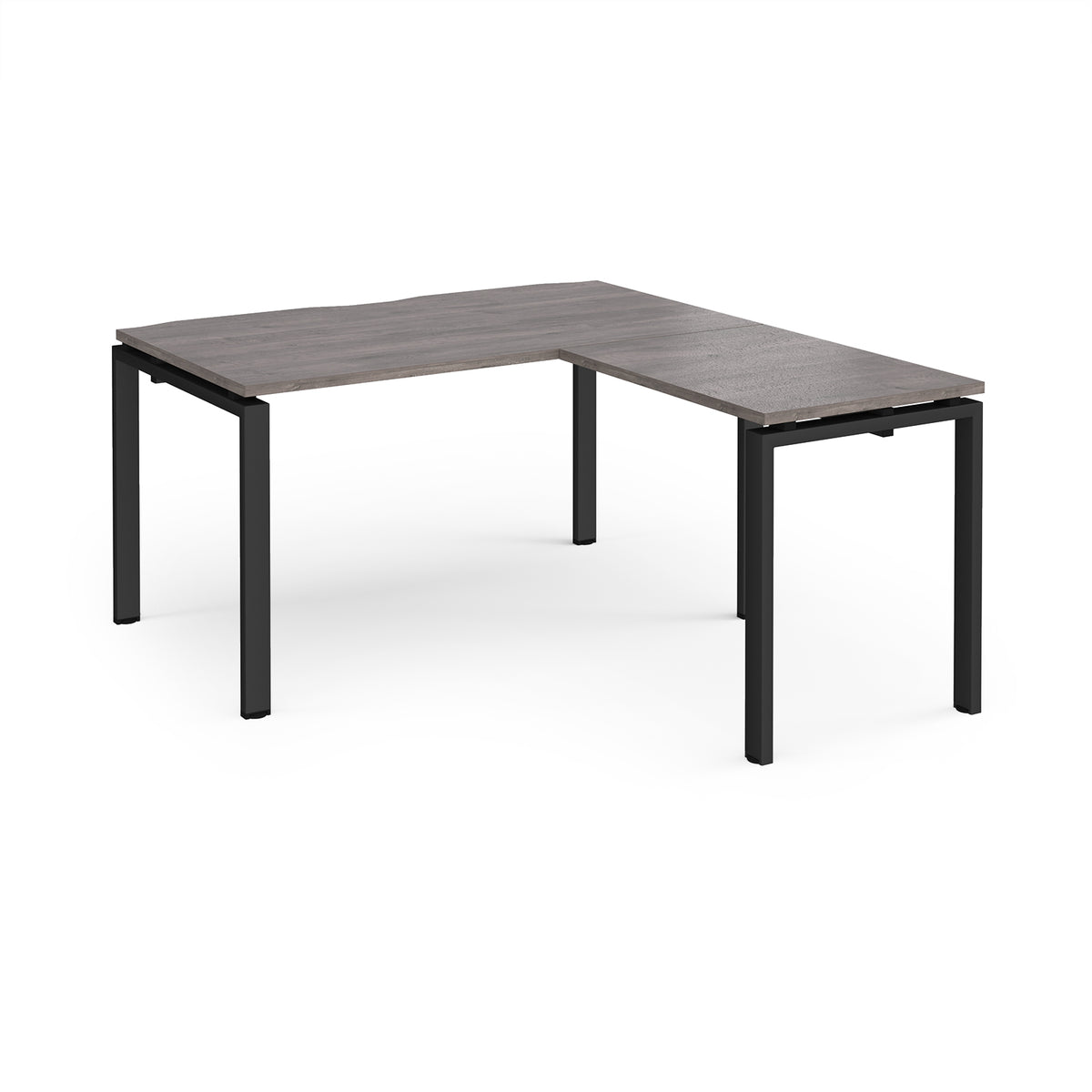 Adapt desk 1400mm x 800mm with 800mm return desk - black frame, Grey Oak Top - view 1