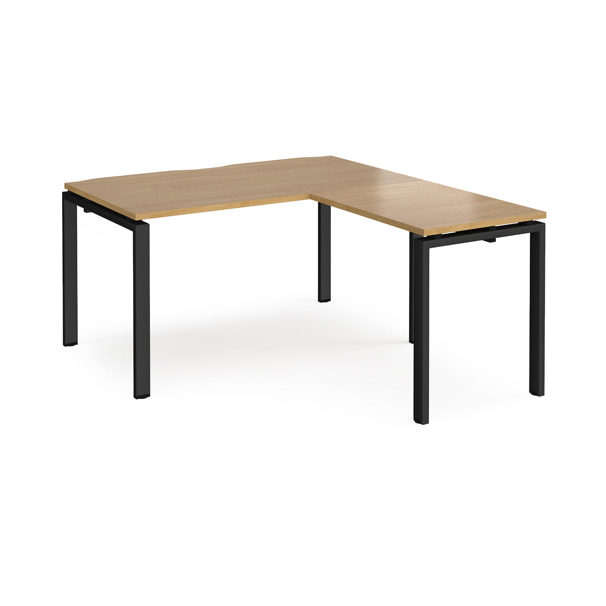 Adapt desk 1400mm x 800mm with 800mm return desk - black frame, Oak Top - view 1