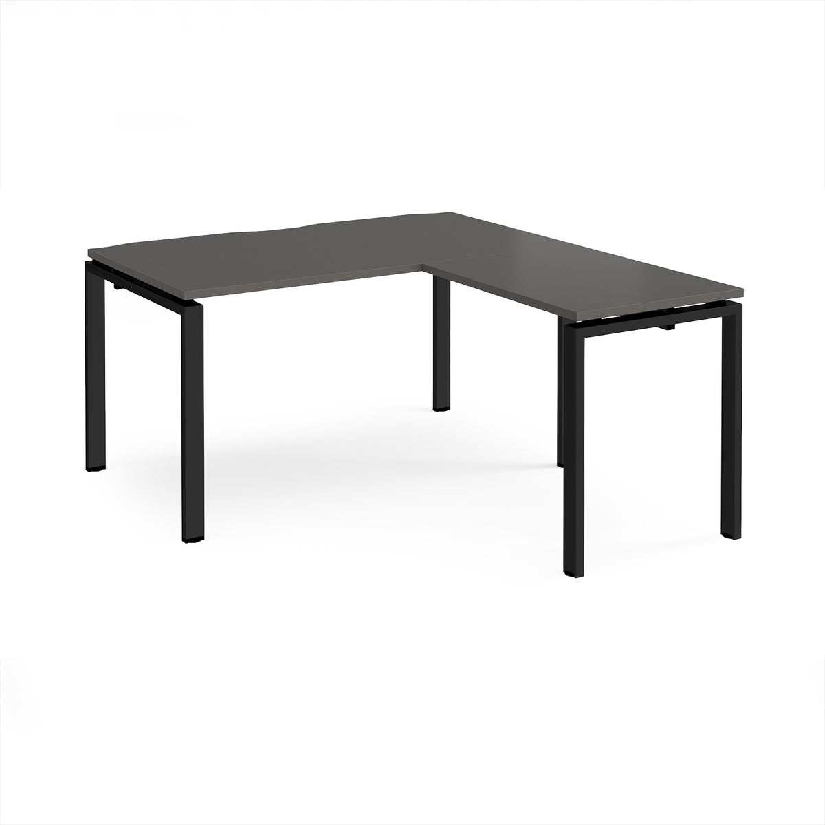 Adapt desk 1400mm x 800mm with 800mm return desk - black frame, storm grey top - view 1