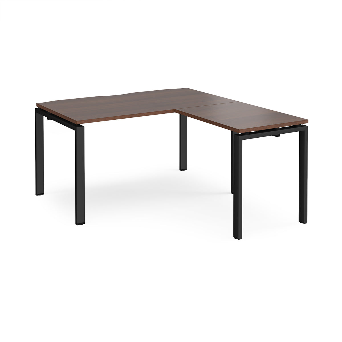 Adapt desk 1400mm x 800mm with 800mm return desk - black frame, Walnut top - view 1