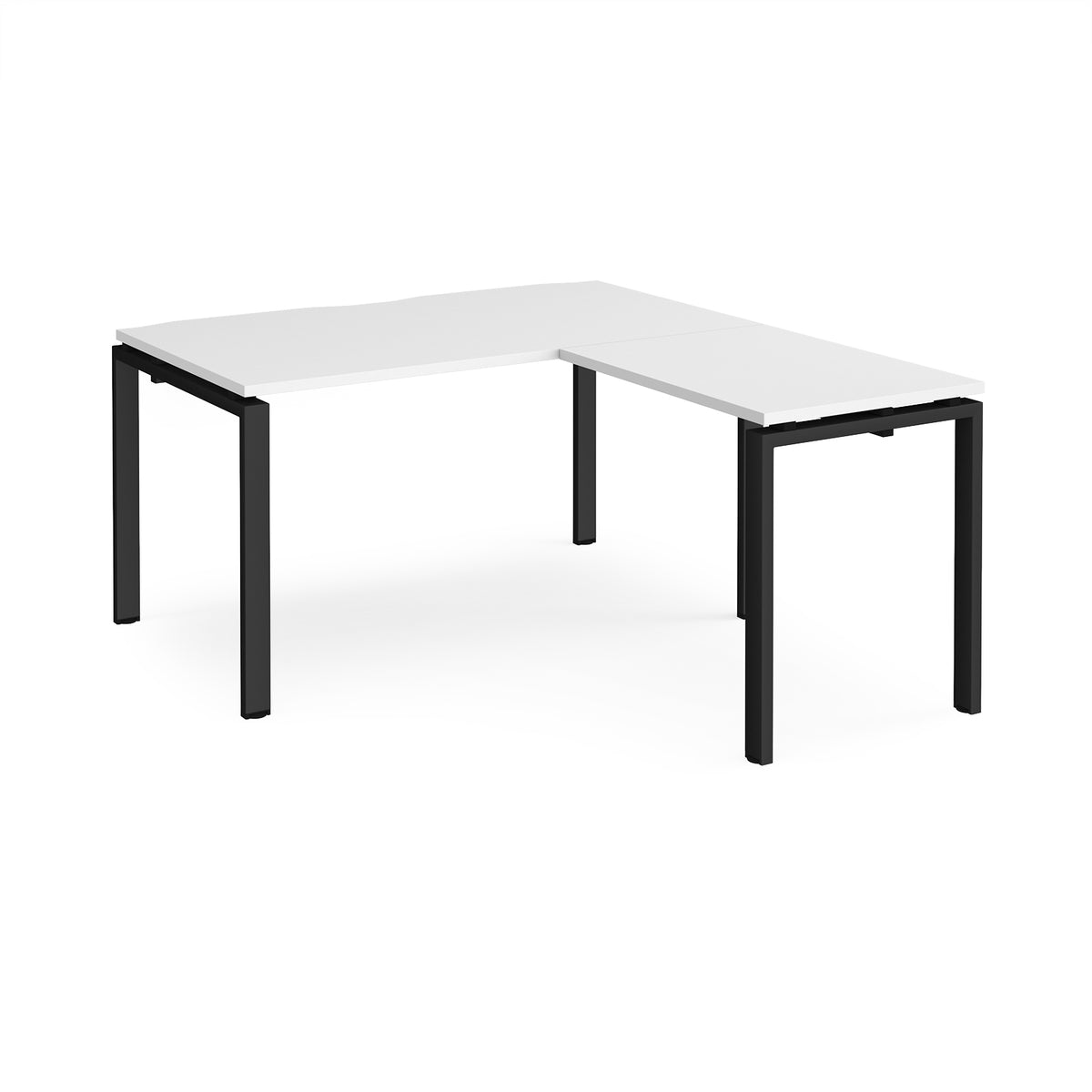 Adapt desk 1400mm x 800mm with 800mm return desk - black frame, White Top - view 1