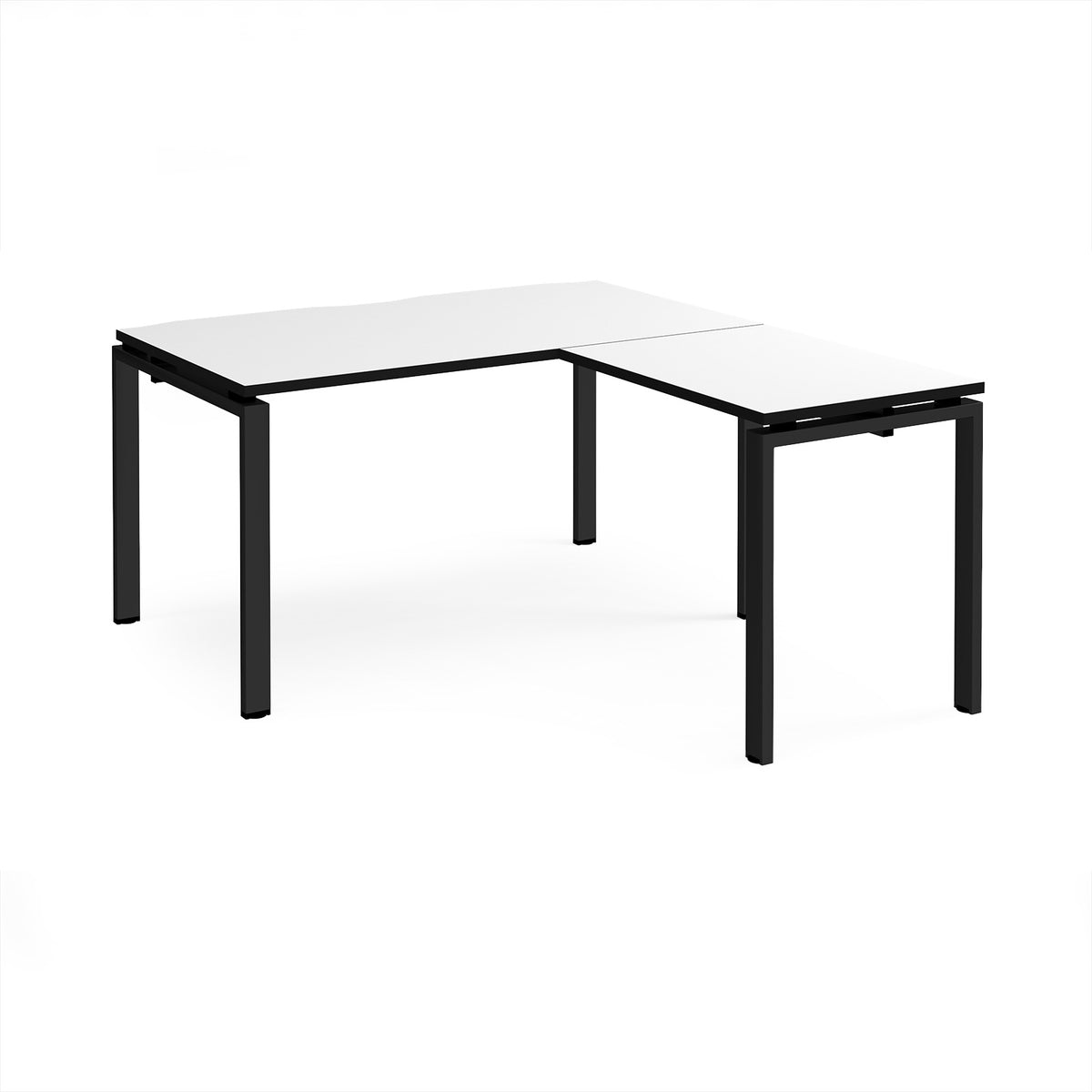 Adapt desk 1400mm x 800mm with 800mm return desk - black frame, White Top, black edge - view 1