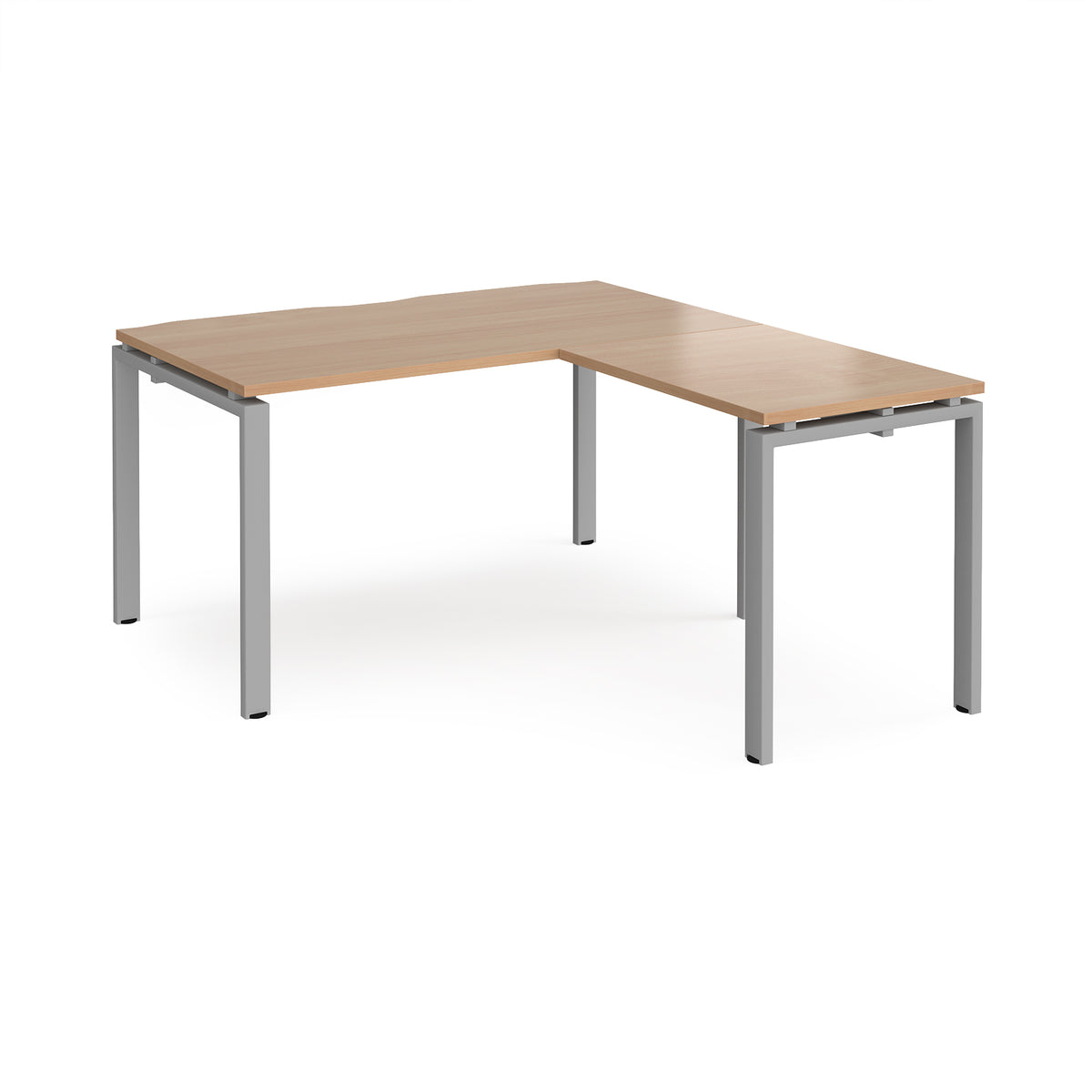 Adapt desk 1400mm x 800mm with 800mm return desk - silver frame, Beech top - view 1