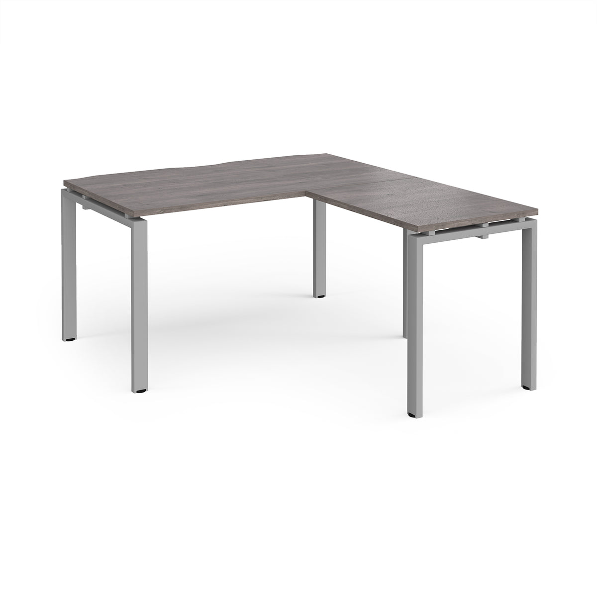 Adapt desk 1400mm x 800mm with 800mm return desk - silver frame, Grey Oak Top - view 1