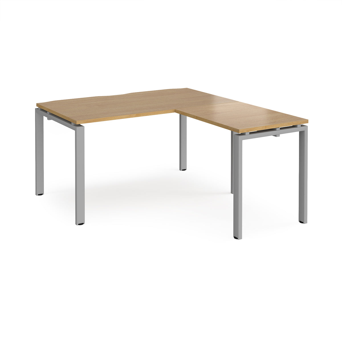 Adapt desk 1400mm x 800mm with 800mm return desk - silver frame, Oak Top - view 1