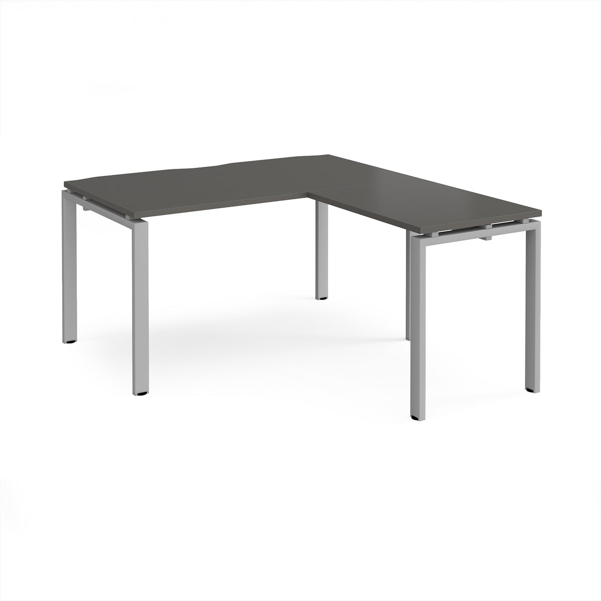 Adapt desk 1400mm x 800mm with 800mm return desk - silver frame, storm grey top - view 1