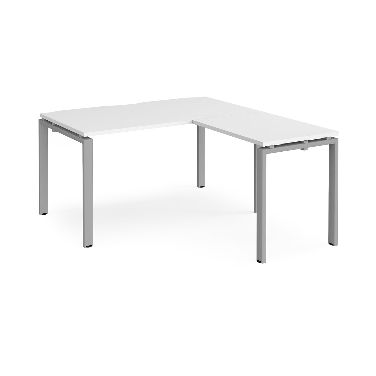 Adapt desk 1400mm x 800mm with 800mm return desk - silver frame, White Top - view 1