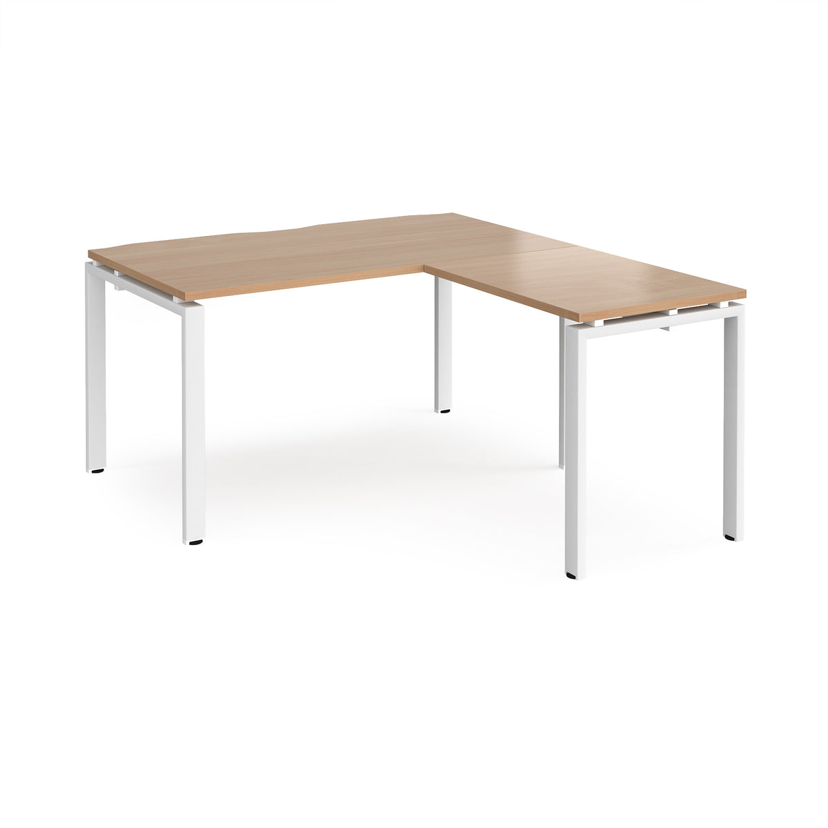 Adapt desk 1400mm x 800mm with 800mm return desk - white frame, Beech top - view 1