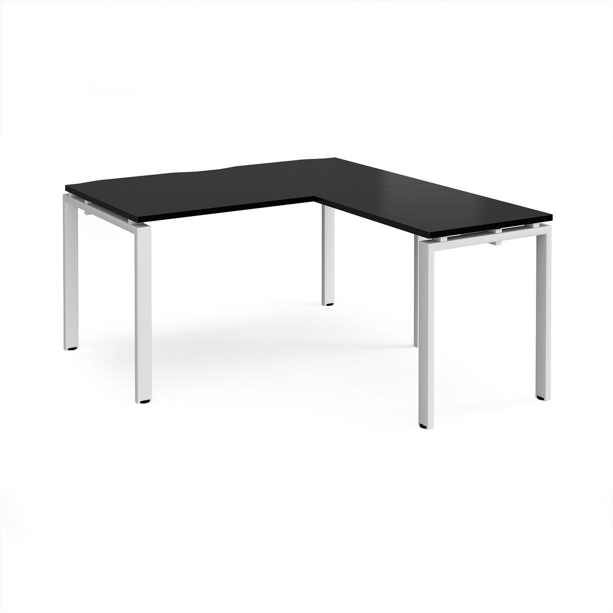 Adapt desk 1400mm x 800mm with 800mm return desk - white frame, black top - view 1