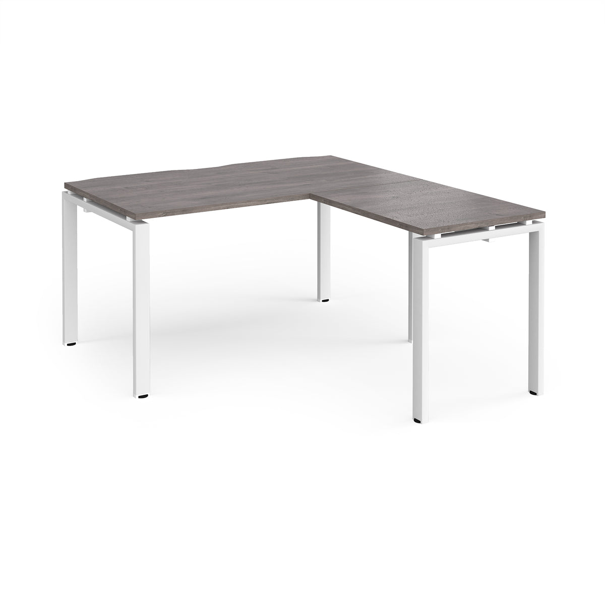 Adapt desk 1400mm x 800mm with 800mm return desk - white frame, Grey Oak Top - view 1