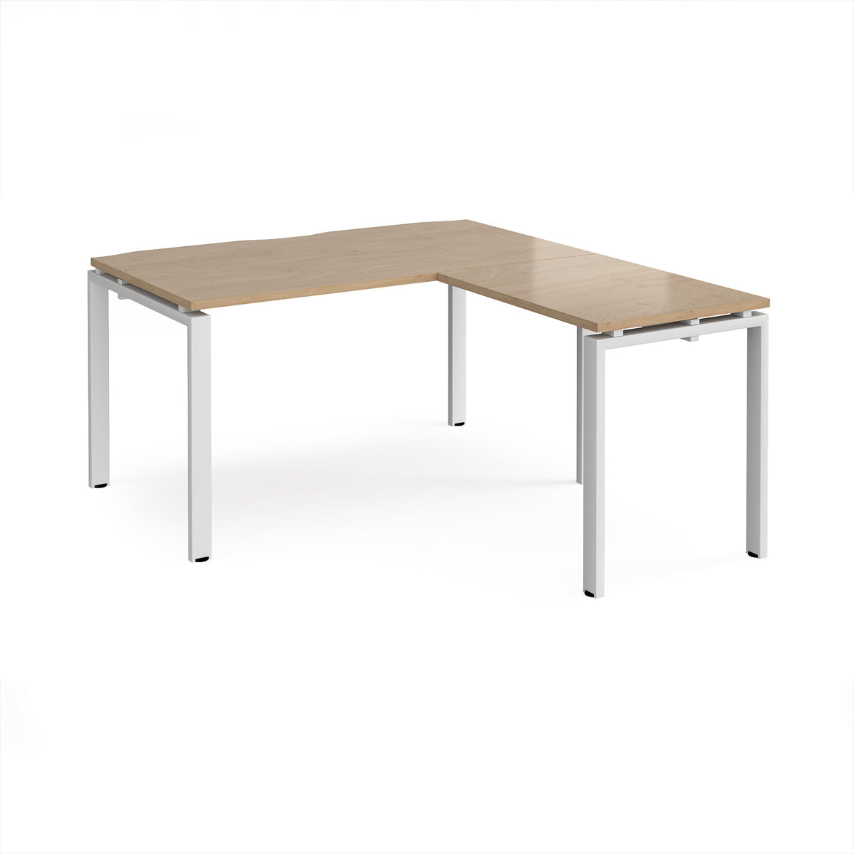 Adapt desk 1400mm x 800mm with 800mm return desk - white frame, Kendal Oak Top - view 1