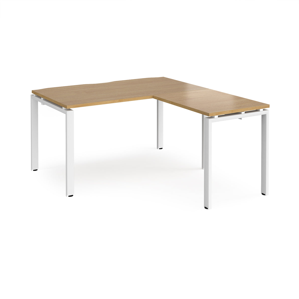 Adapt desk 1400mm x 800mm with 800mm return desk - white frame, Oak Top - view 1