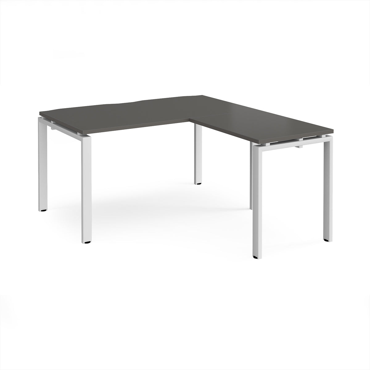Adapt desk 1400mm x 800mm with 800mm return desk - white frame, storm grey top - view 1