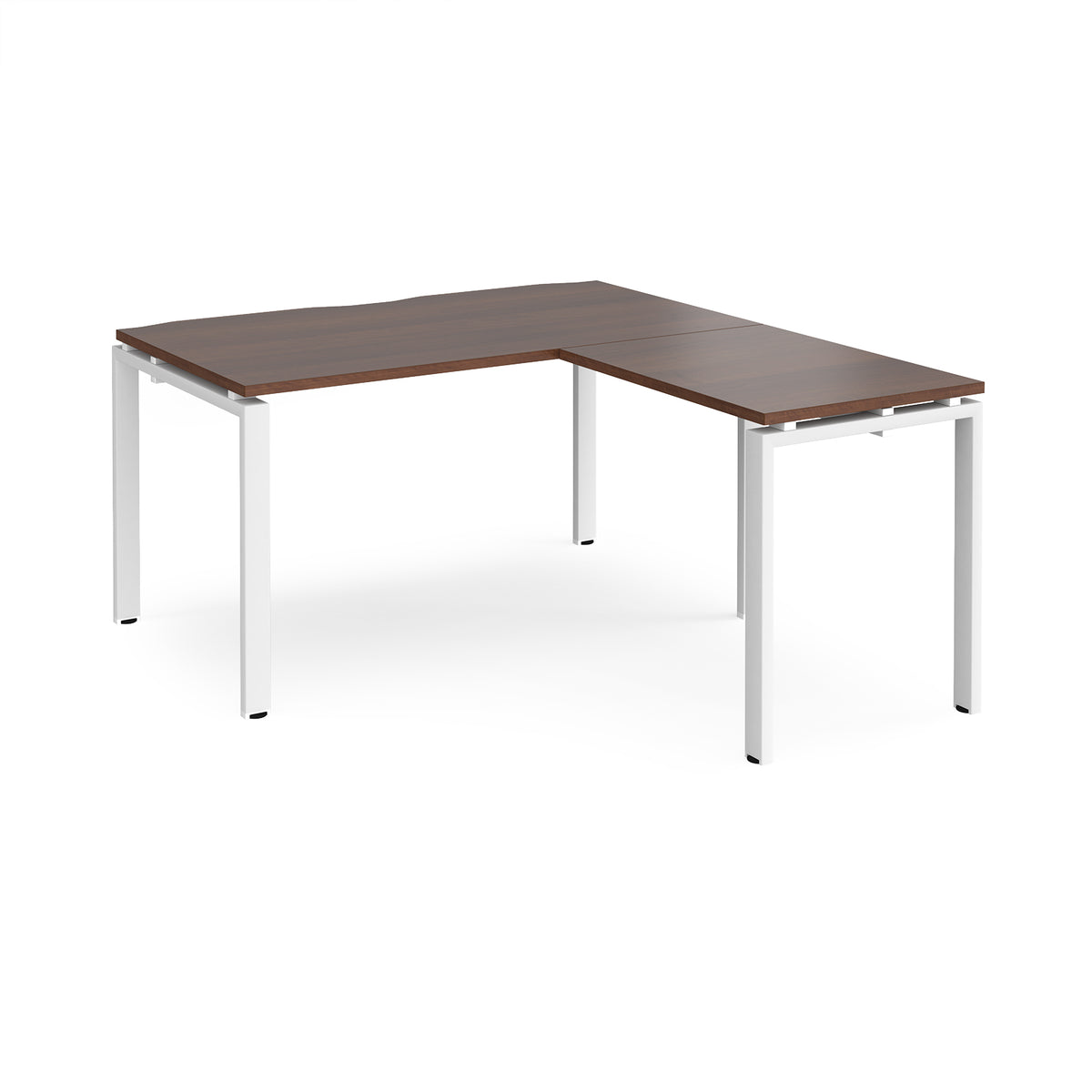 Adapt desk 1400mm x 800mm with 800mm return desk - white frame, Walnut top - view 1