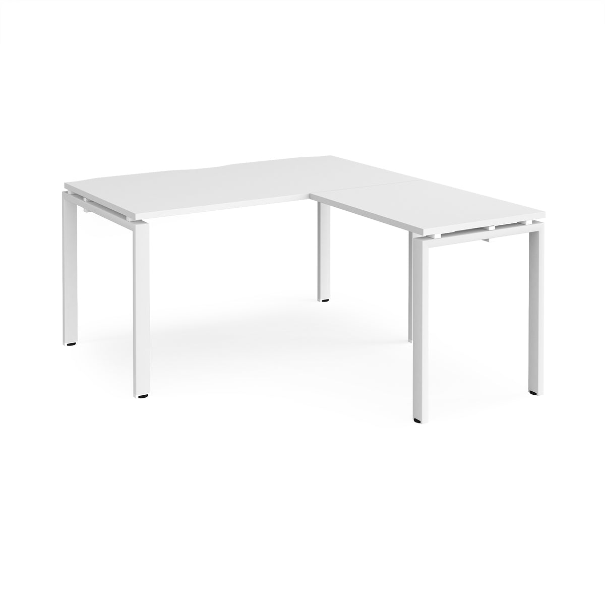 Adapt desk 1400mm x 800mm with 800mm return desk - white frame, White Top - view 1