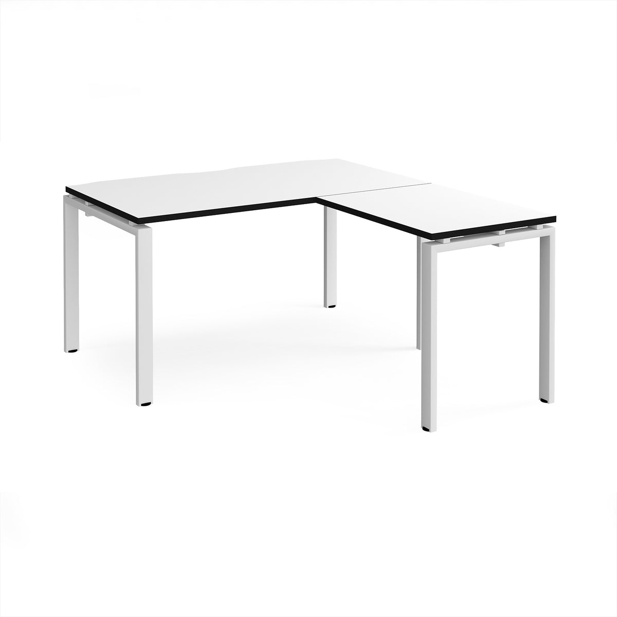 Adapt desk 1400mm x 800mm with 800mm return desk - white frame, White Top, black edge - view 1
