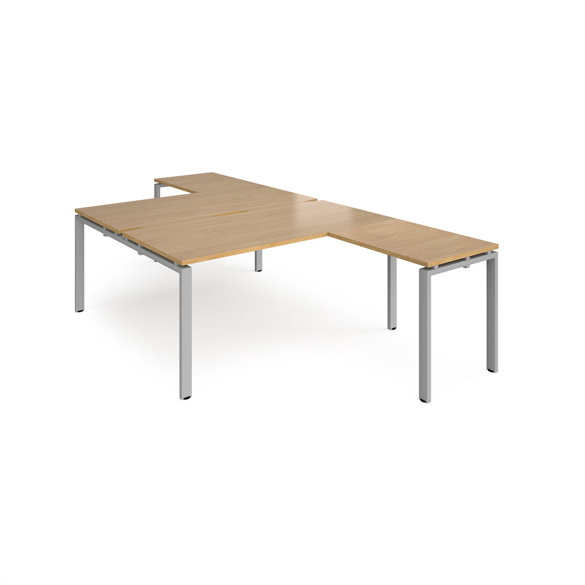 Adapt back to back desks 1600mm x 1600mm with 800mm return desks - silver frame, Oak Top - view 1