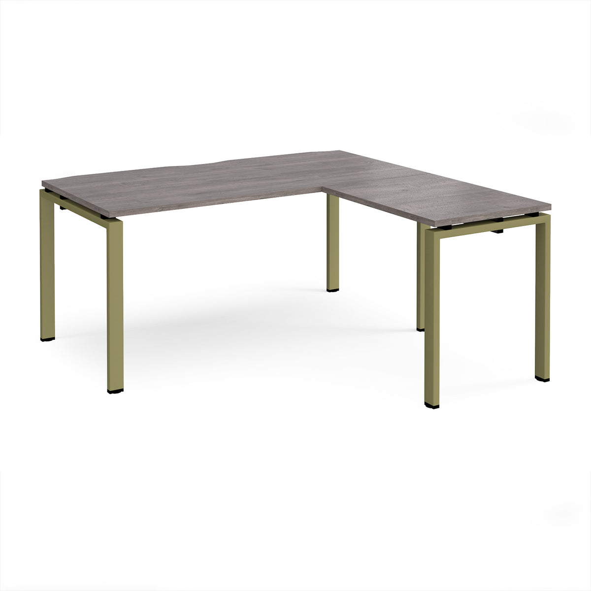 Adapt desk 1600mm x 800mm with 800mm return desk - green frame, Grey Oak Top - view 1