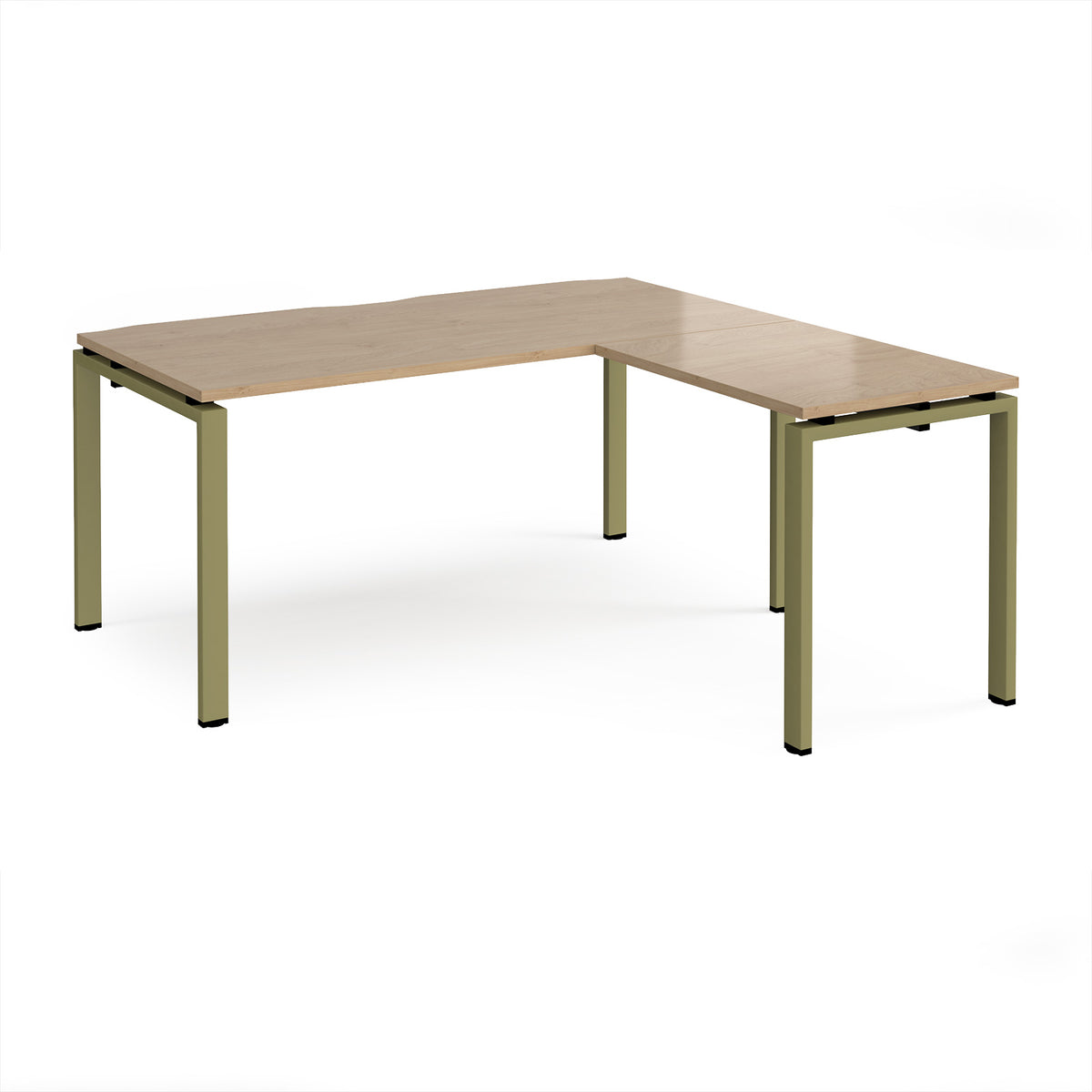 Adapt desk 1600mm x 800mm with 800mm return desk - green frame, Kendal Oak Top - view 1