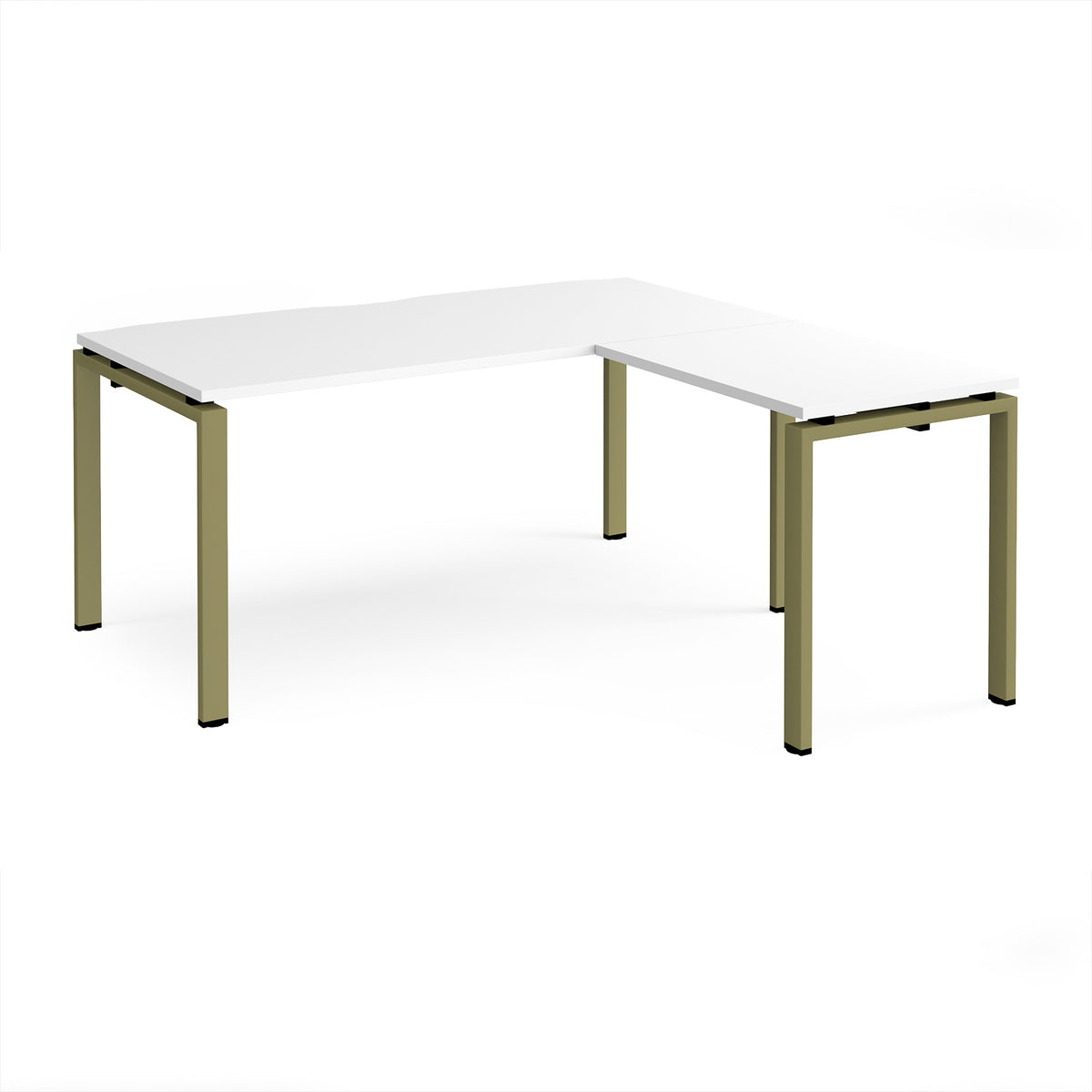 Adapt desk 1600mm x 800mm with 800mm return desk - green frame, White Top - view 1
