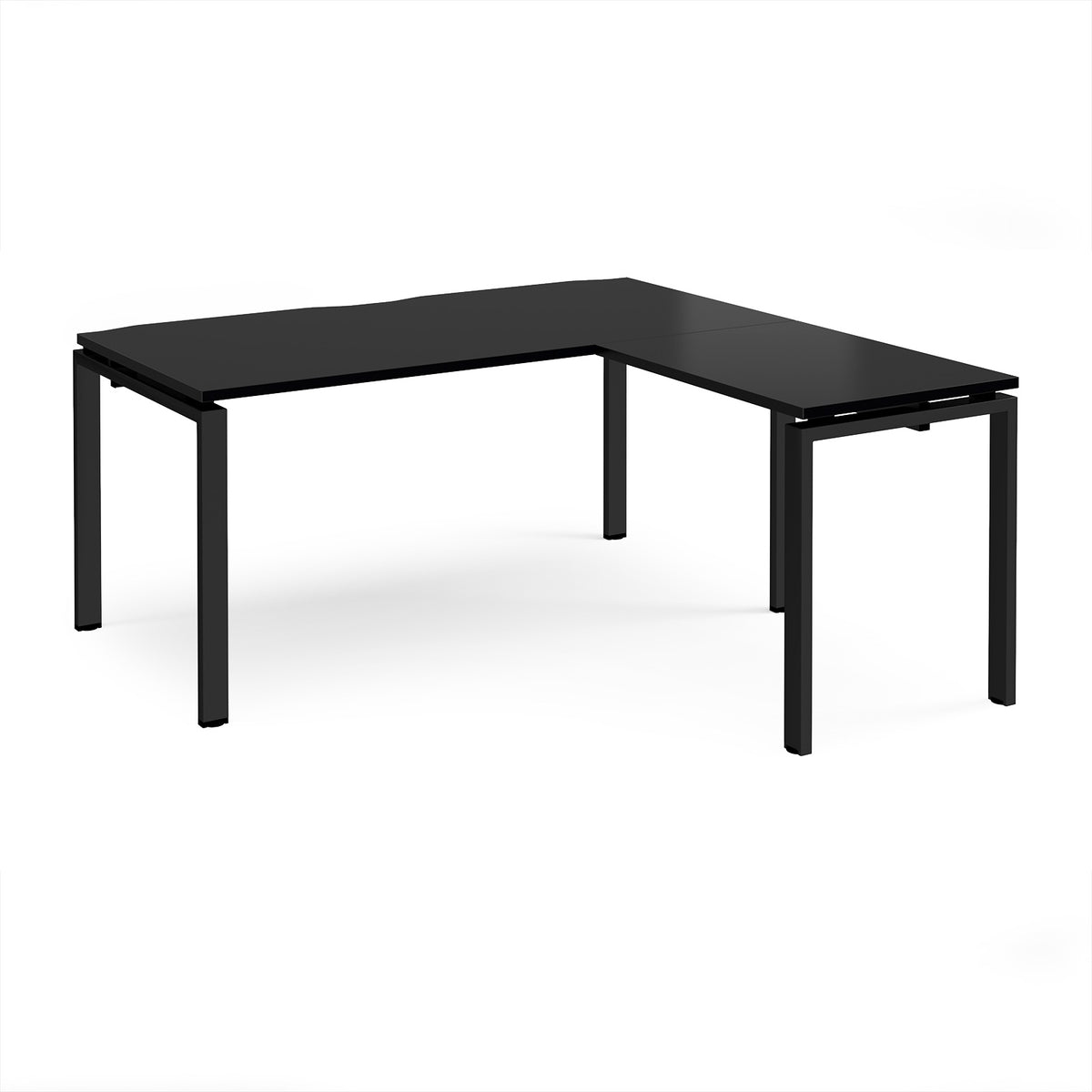 Adapt desk 1600mm x 800mm with 800mm return desk - black frame, black top - view 1